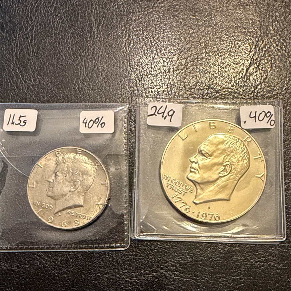 40% silver Kennedy with 40% silver Ike dollar proof BU